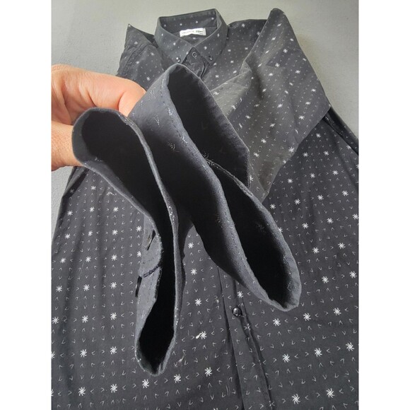 Lacoste Shirt Mens 2XL Black Gray Micro Print Button Down Long Sleeve Croc Logo - Picture 6 of 11